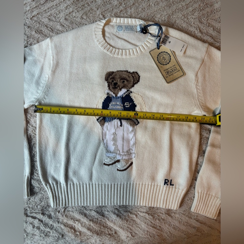 NWT Polo Ralph Lauren Spelman College Crewneck Bear Sweater XS - Picture 6 of 6